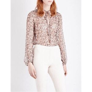 Theory  Bernetta Floral Silk Blouse Top Shirt Flora‎ Chiffon Multi